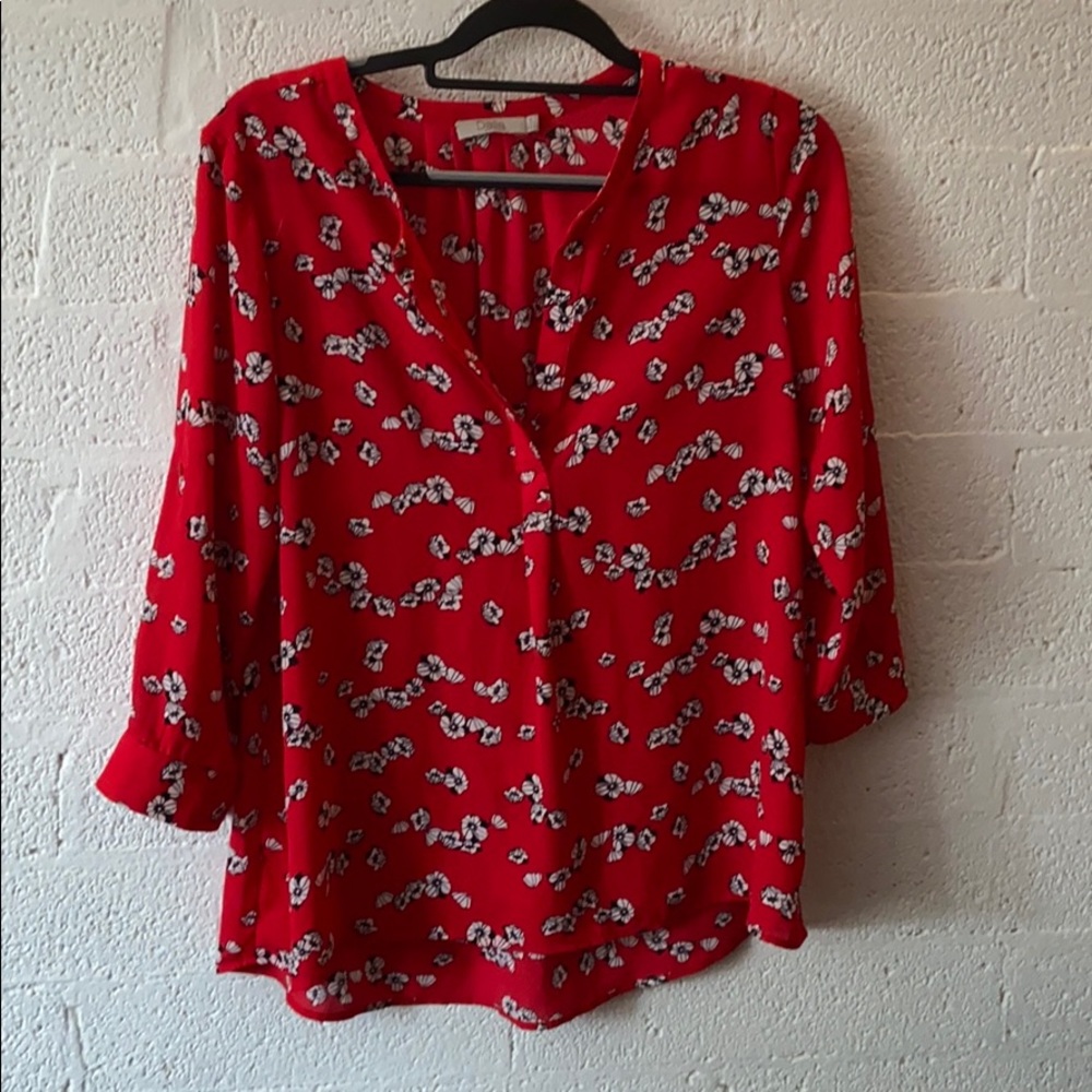 Flowy red long sleeve blouse